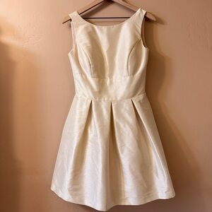 Alfred Sung Open Back Dress Champagne Size 10 Holiday A Line Fit & Flare Mini